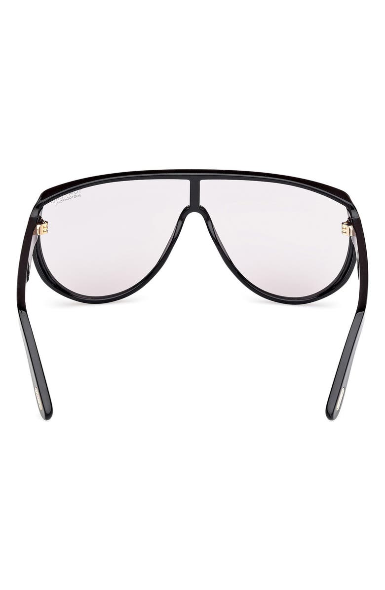TOM FORD Achilles 138mm Shield Sunglasses, Alternate, color, Black / T Logo / Smoke Lenses
