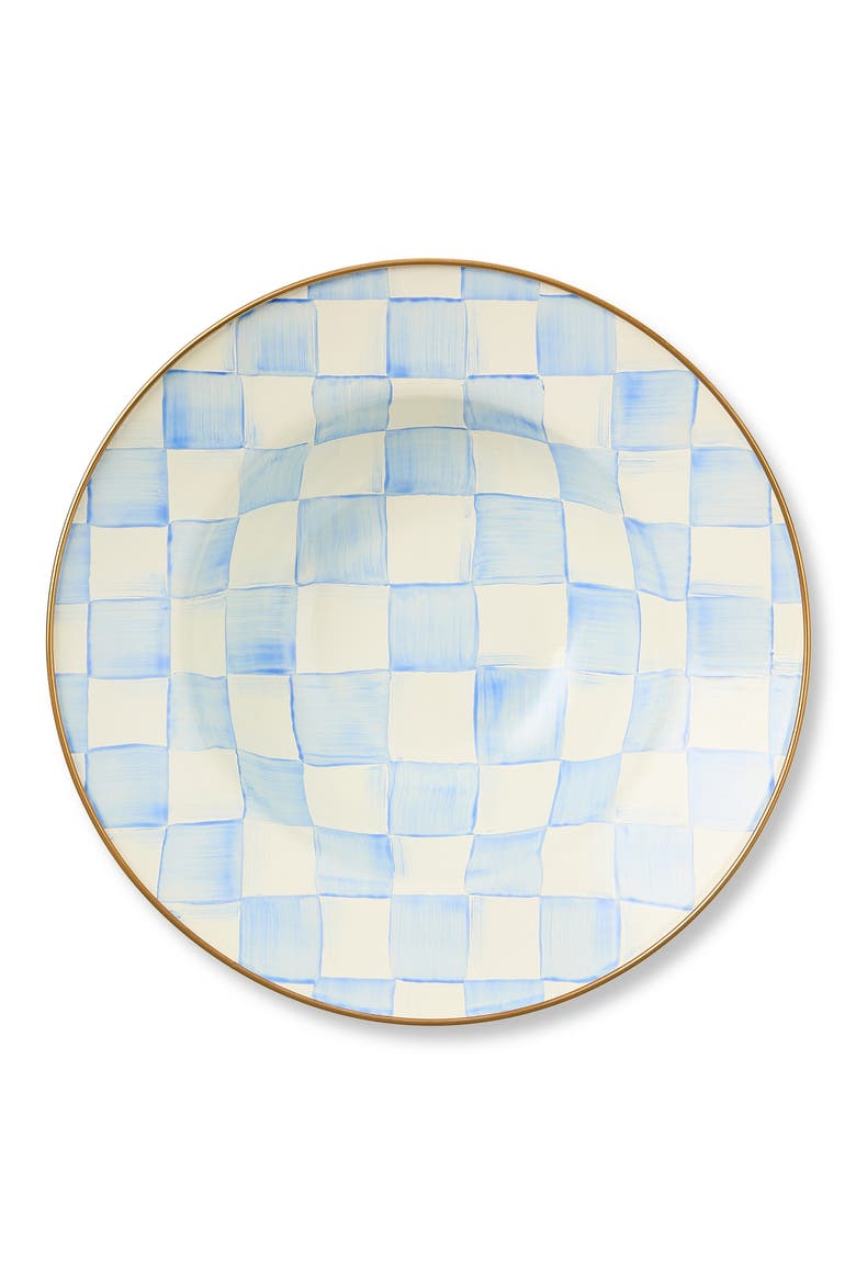 Sky Check Enamel Serving Bowl, Alternate, color, SKY CHECK