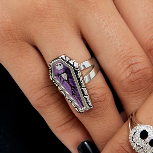 Disney The Nightmare Before Christmas Jack Skellington Coffin-shaped Ring In Silver
