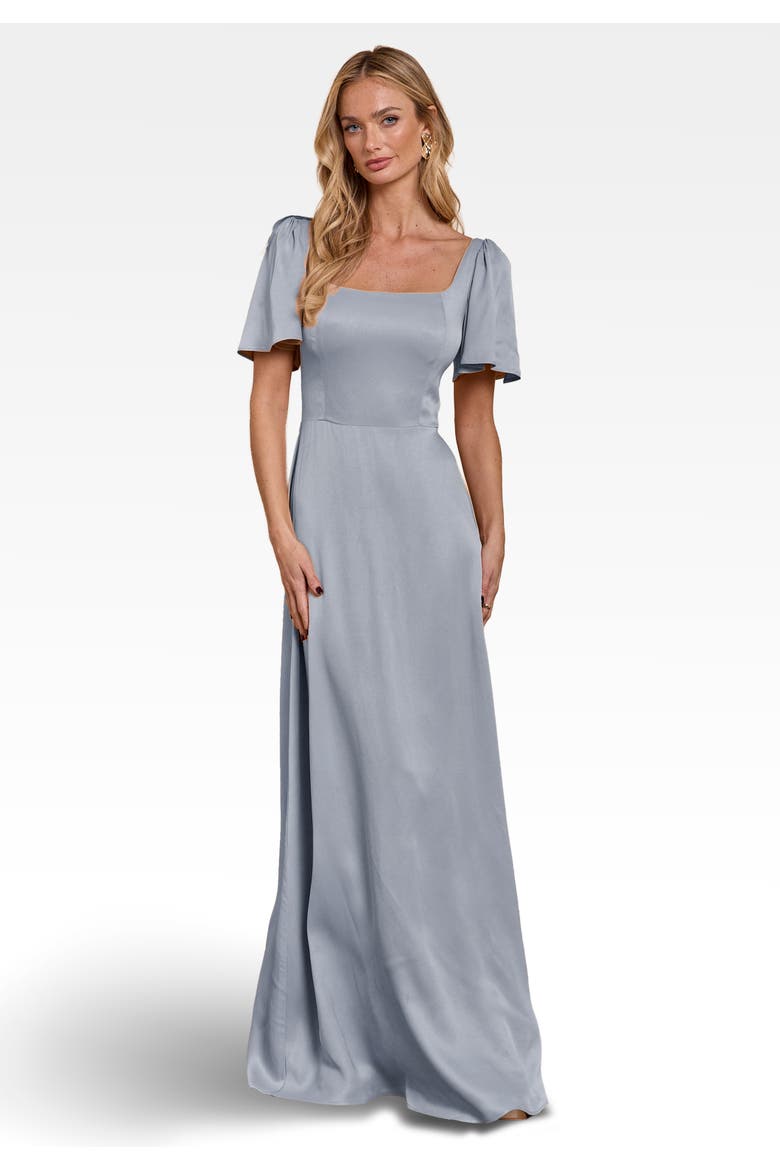 Clemmie Satin Bridesmaid Dress, Main, color, Duck Egg