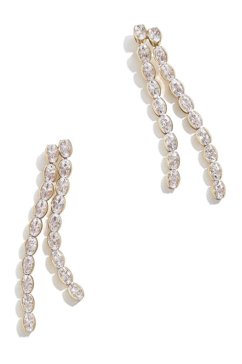 Crystal Double Strand Linear Drop Earrings, Main, color, CLEAR/GOLD