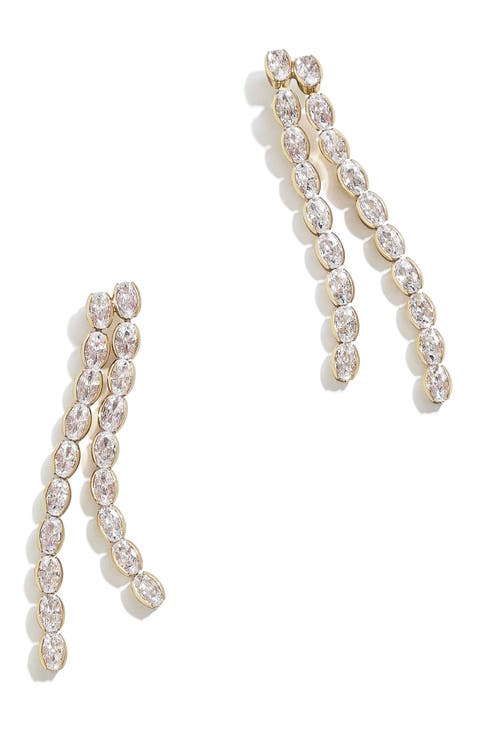 Crystal Double Strand Linear Drop Earrings