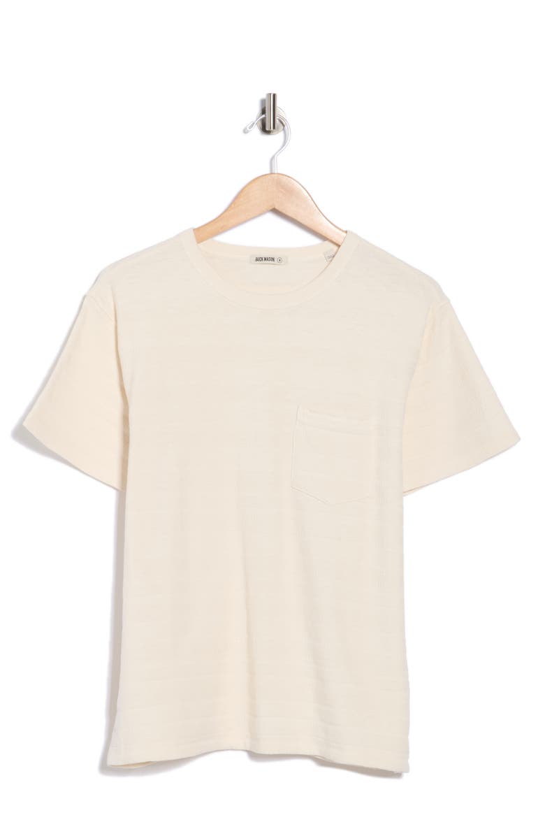 BUCK MASON Vintage Jacquard Cotton Crew T-Shirt, Main, color, White