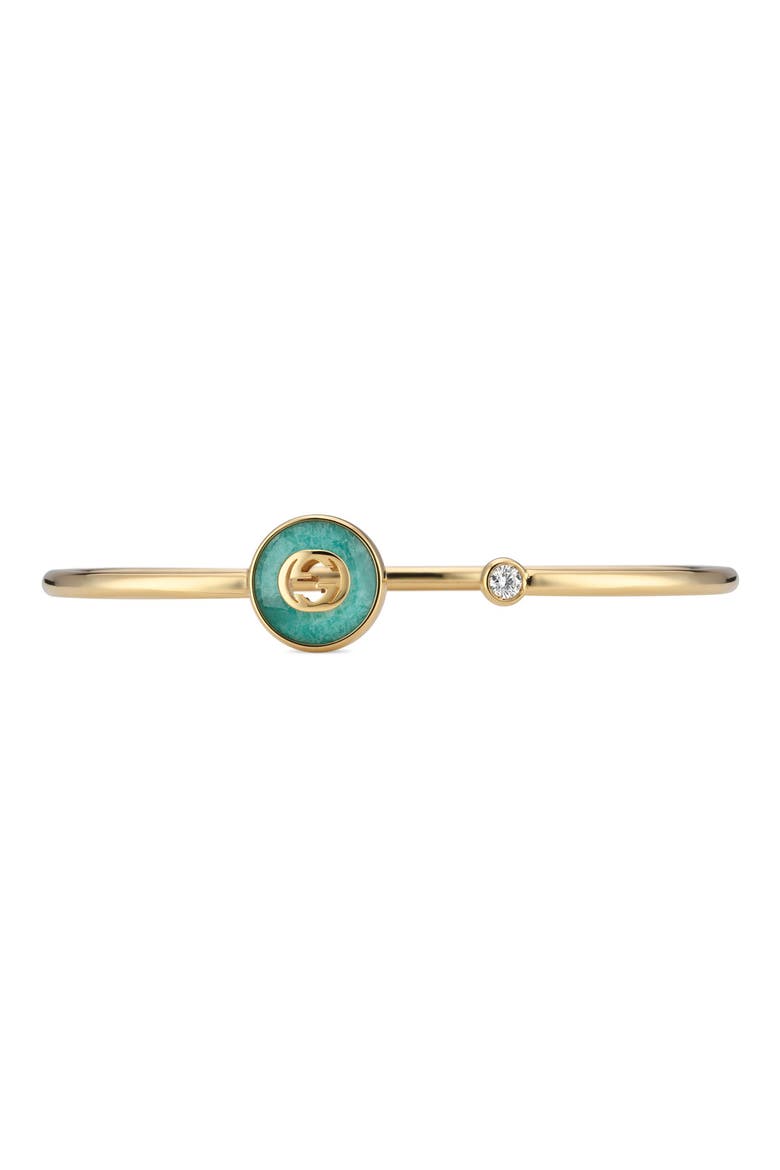 Interlocking GG 18K Gold & Diamond Bangle Bracelet, Alternate, color, TURQUOISE/ YELLOW GOLD
