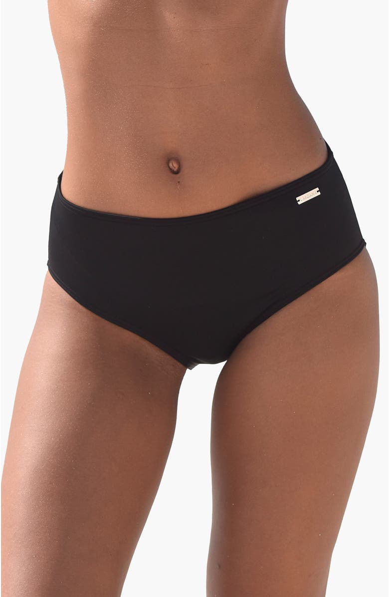 LASCANA Women's Mid Rise Bikini Bottom, Main, color, Black