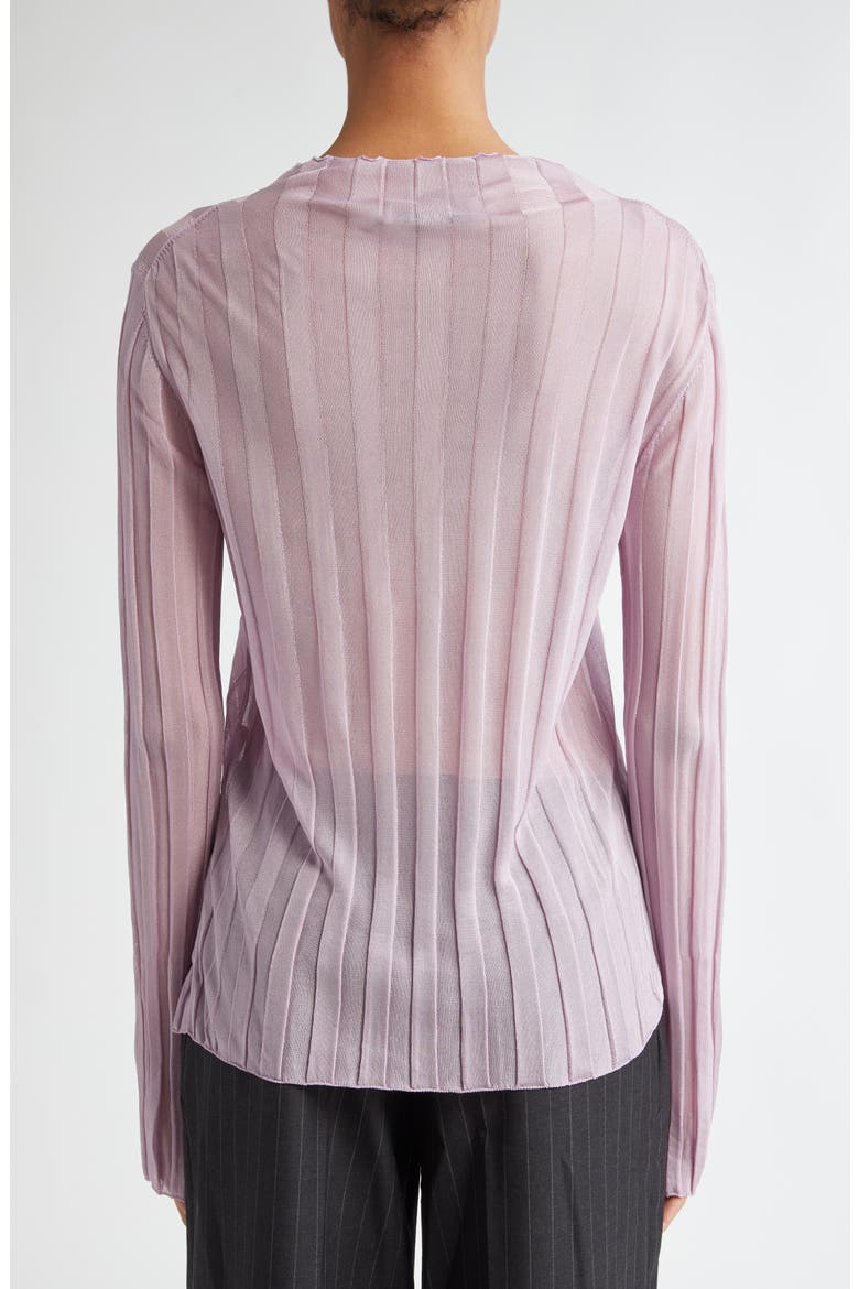 Sheer Rib Funnel Neck Sweater, Alternate, color, LAVENDER