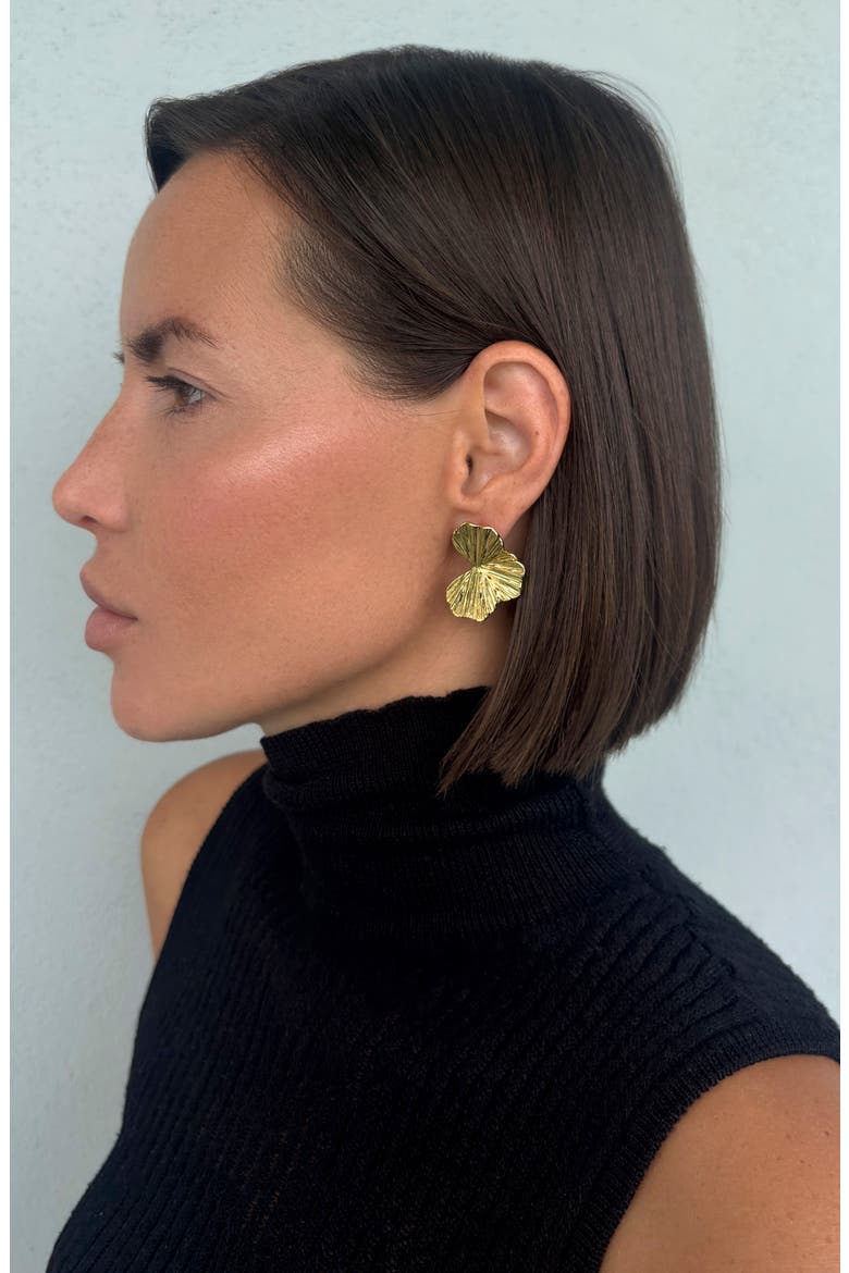Petal Statement Stud Earrings, Alternate, color, GOLD