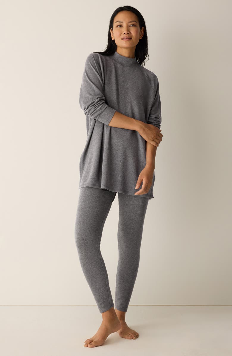 Eileen Fisher Mock Neck Long Sleeve Terry Shirt, Alternate, color, Ash