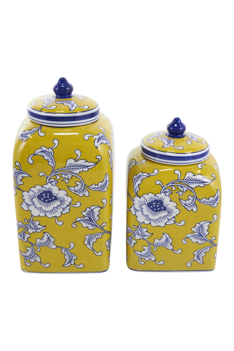 Eclectic Stoneware Set of 2 Containers, Main, color, YELLOW