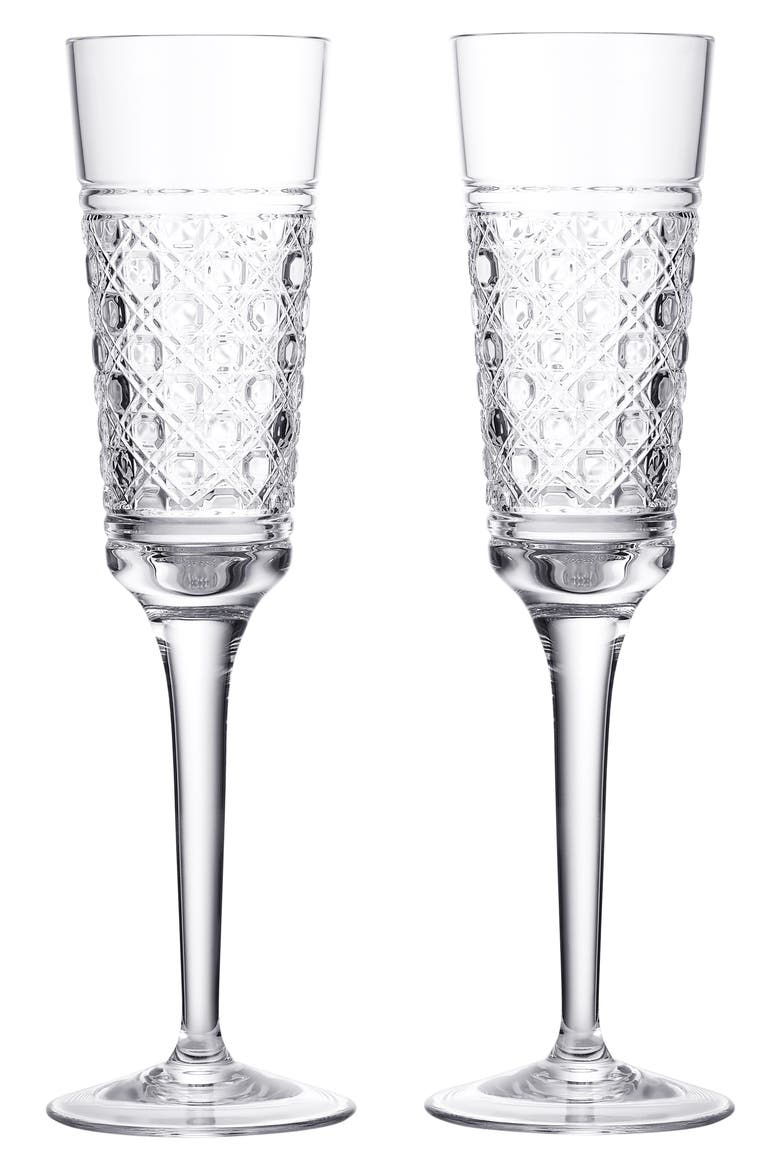Opulence Set of 2 Lead Crystal Champagne Flutes, Main, color, NO COLOR