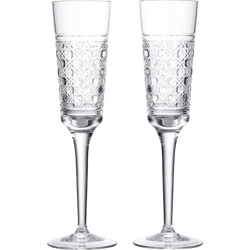Waterford Opulence Set Of 2 Lead Crystal Champagne Flutes In Transparent