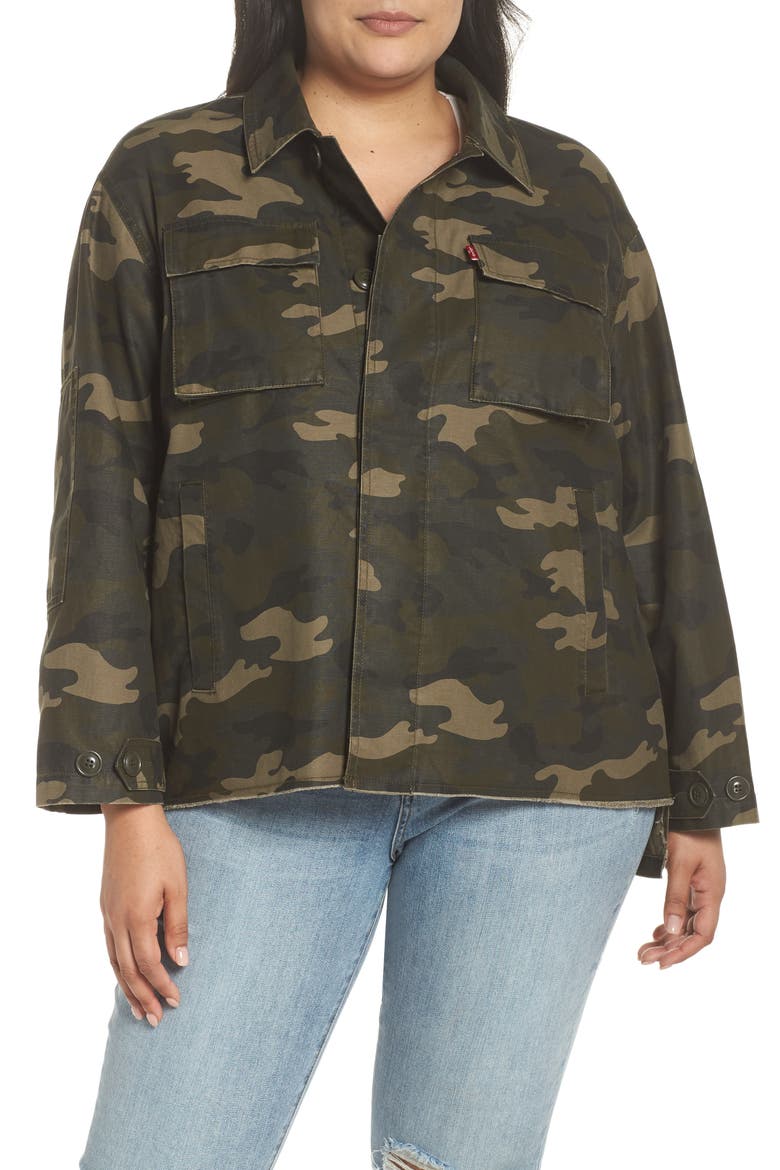 Levi's® High/Low Shirt Jacket, Alternate, color, DARK CAMO