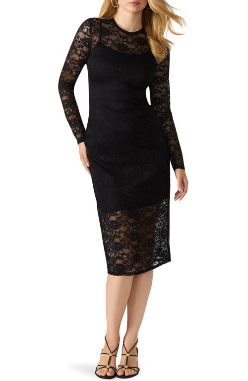 Steve Madden Hailee Long Sleeve Lace Body-con Dress In Black
