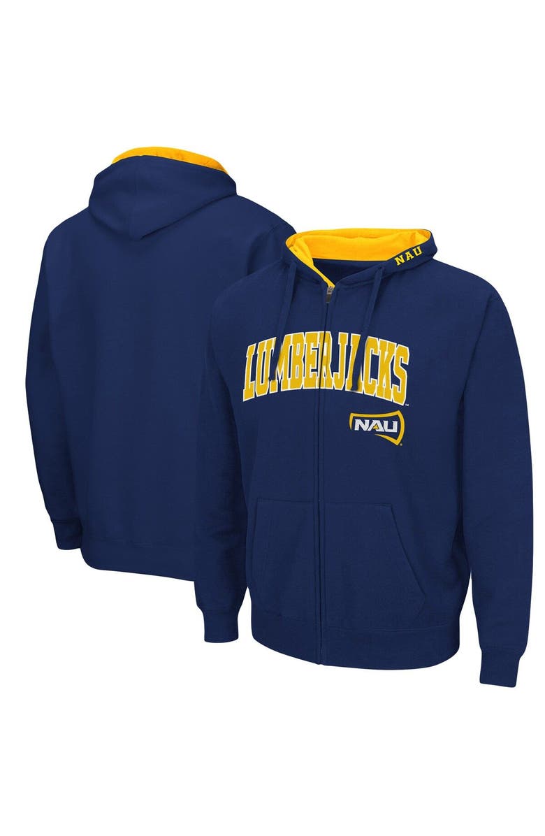 COLOSSEUM Men's Colosseum Navy Northern Arizona Lumberjacks Arch & Logo 3.0 Full-Zip Hoodie, Main, color, Navy