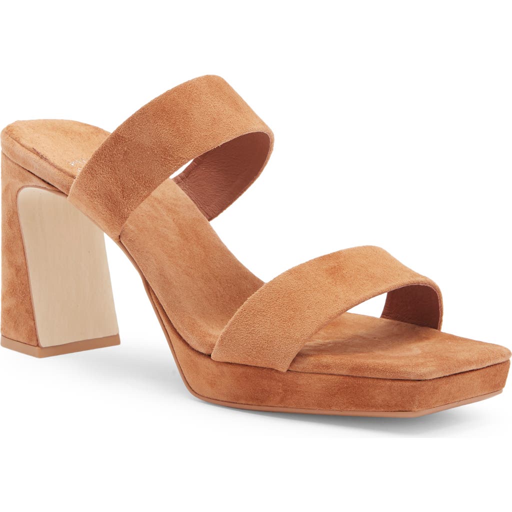 Jeffrey Campbell Danity Platform Slide Sandal In Tan Suede