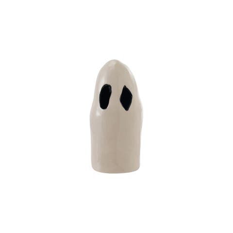 Stoneware Ghost Lantern with Cut-Out Details