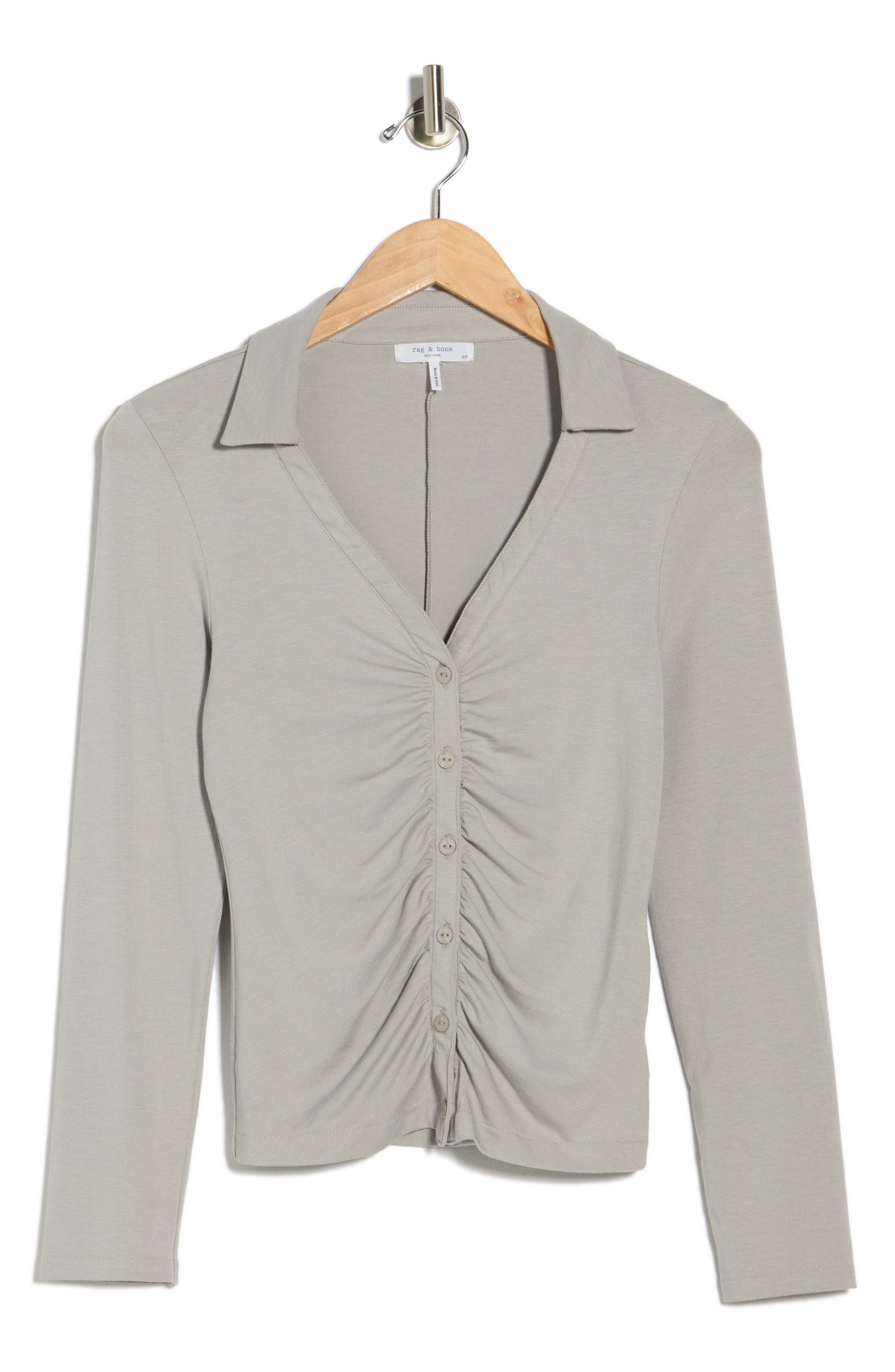 rag & bone Lucy Ruched Polo Button-Up Shirt