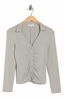 rag & bone Lucy Ruched Polo Button-Up Shirt