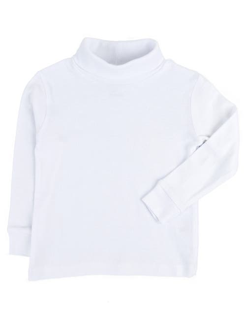 Leveret Kids Turtleneck, 100% Cotton, Solid Colors In White