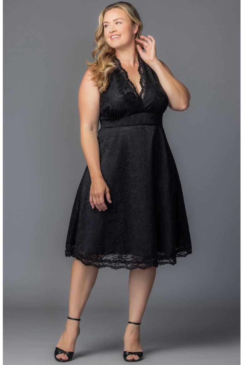 Pinup Boudour Lace Cocktail Dress, Alternate, color, ONYX