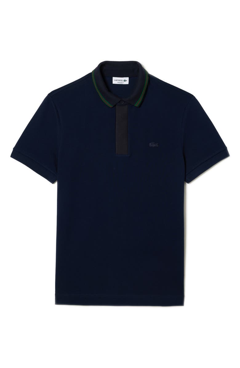 Lacoste Regular Fit Tipped Cotton Piqué Polo, Main, color, 166 Marine