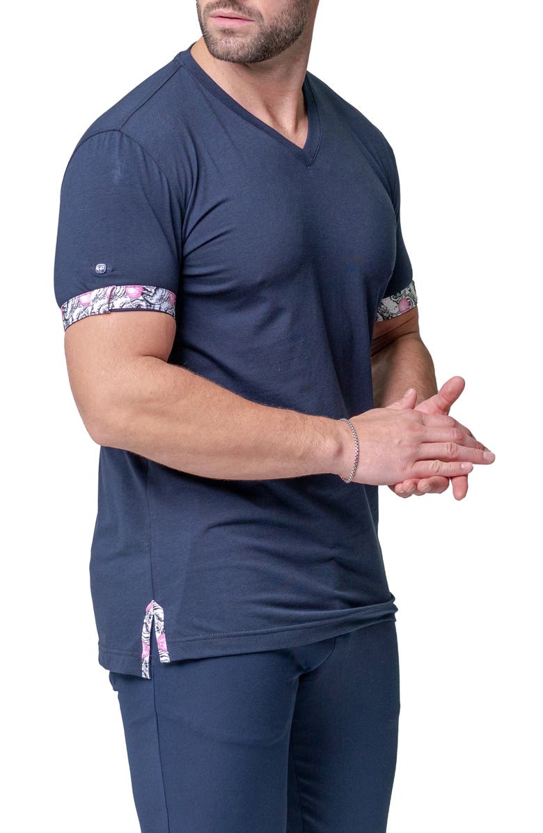 Maceoo Vivaldi Solid Monkey Blue V-Neck T-Shirt, Alternate, color, Blue