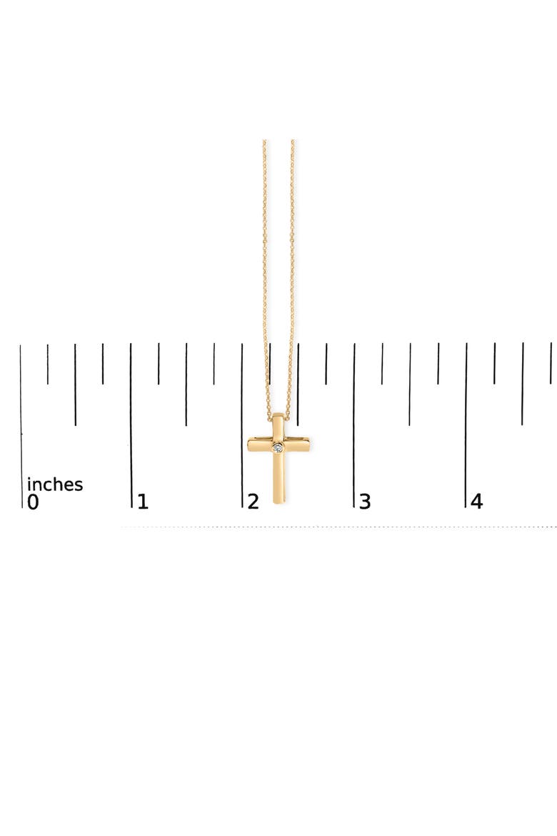 Gold Vermeil Bezel Set Diamond Accent Cross Pendant Necklace, Alternate, color, Silver