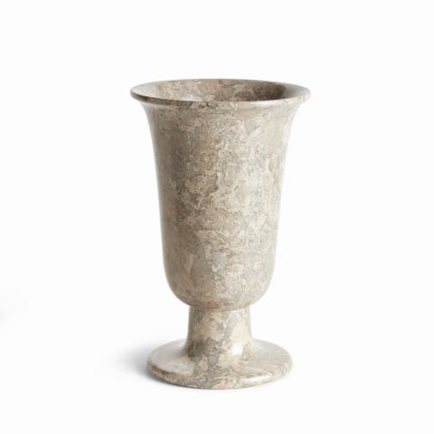Claria Footed Vase - Gray Marble - Unique Veining Design