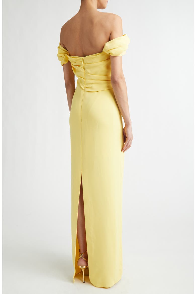Draped Stretch Cady Column Gown, Alternate, color, BUTTER