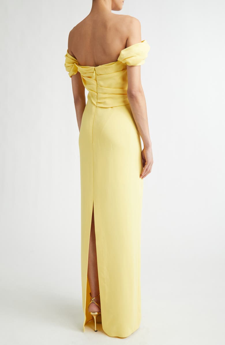 Oscar de la Renta Draped Stretch Cady Column Gown, Alternate, color, Butter