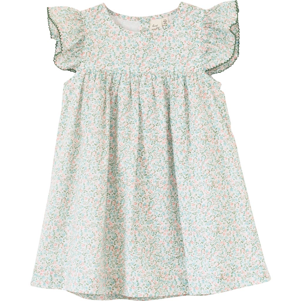 Beet World Girls Hannah Dress With Flutter Sleeves In Pastel Green And Peach