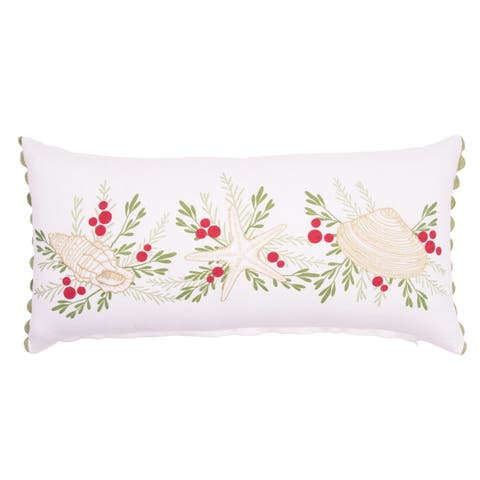 Coastal Tidings Shell Christmas Throw Pillow 12" x 24"