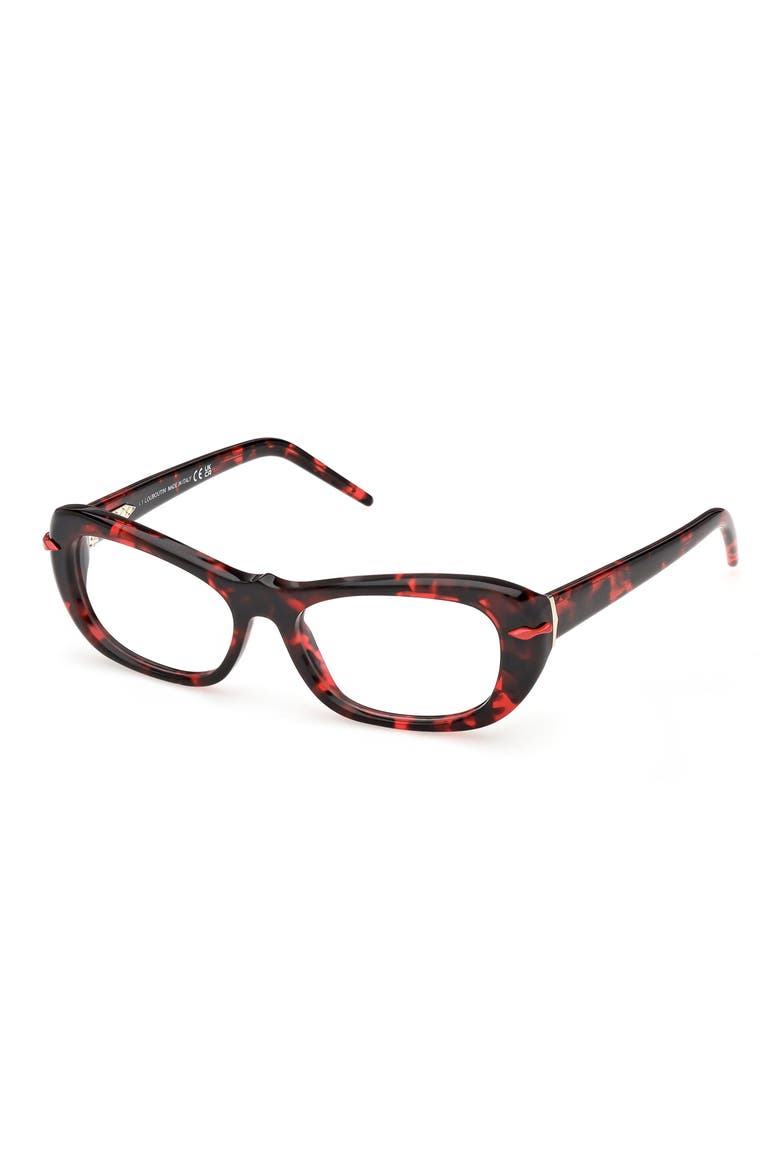 53mm Geometric Optical Glasses, Alternate, color, RED HAVANA