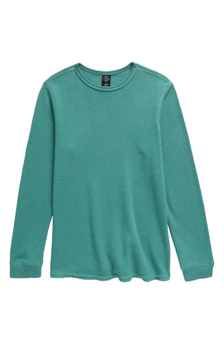 Treasure & Bond Kids' Waffle Thermal T-Shirt, Main, color, Green Deep Sea