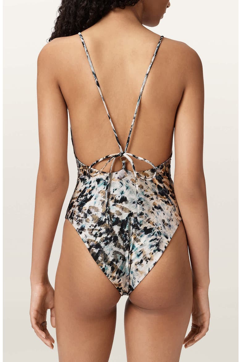 Saph V-Neck One-Piece Swimsuit, Alternate, color, CANTER FAWN BROWN
