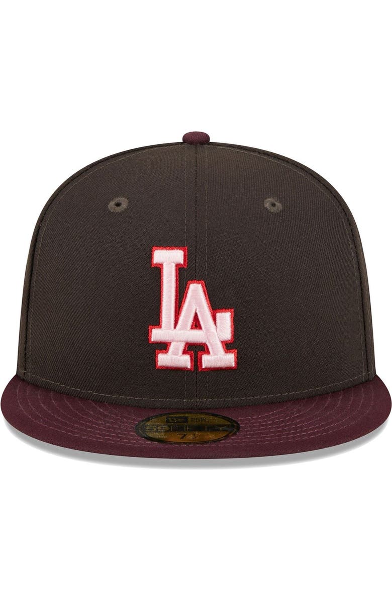 New Era Men's New Era Brown/Maroon Los Angeles Dodgers Chocolate Strawberry 59FIFTY Fitted Hat, Alternate, color, 