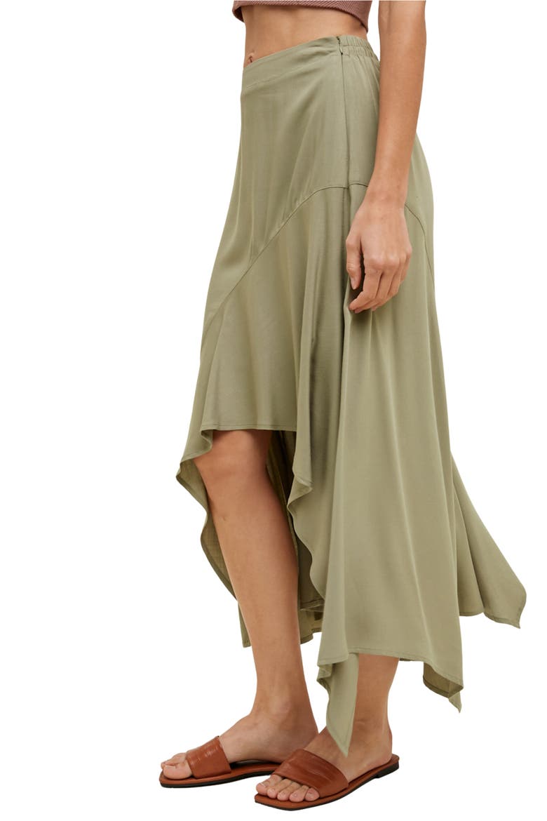 Asymmetric Midi Skirt, Alternate, color, OLIVE