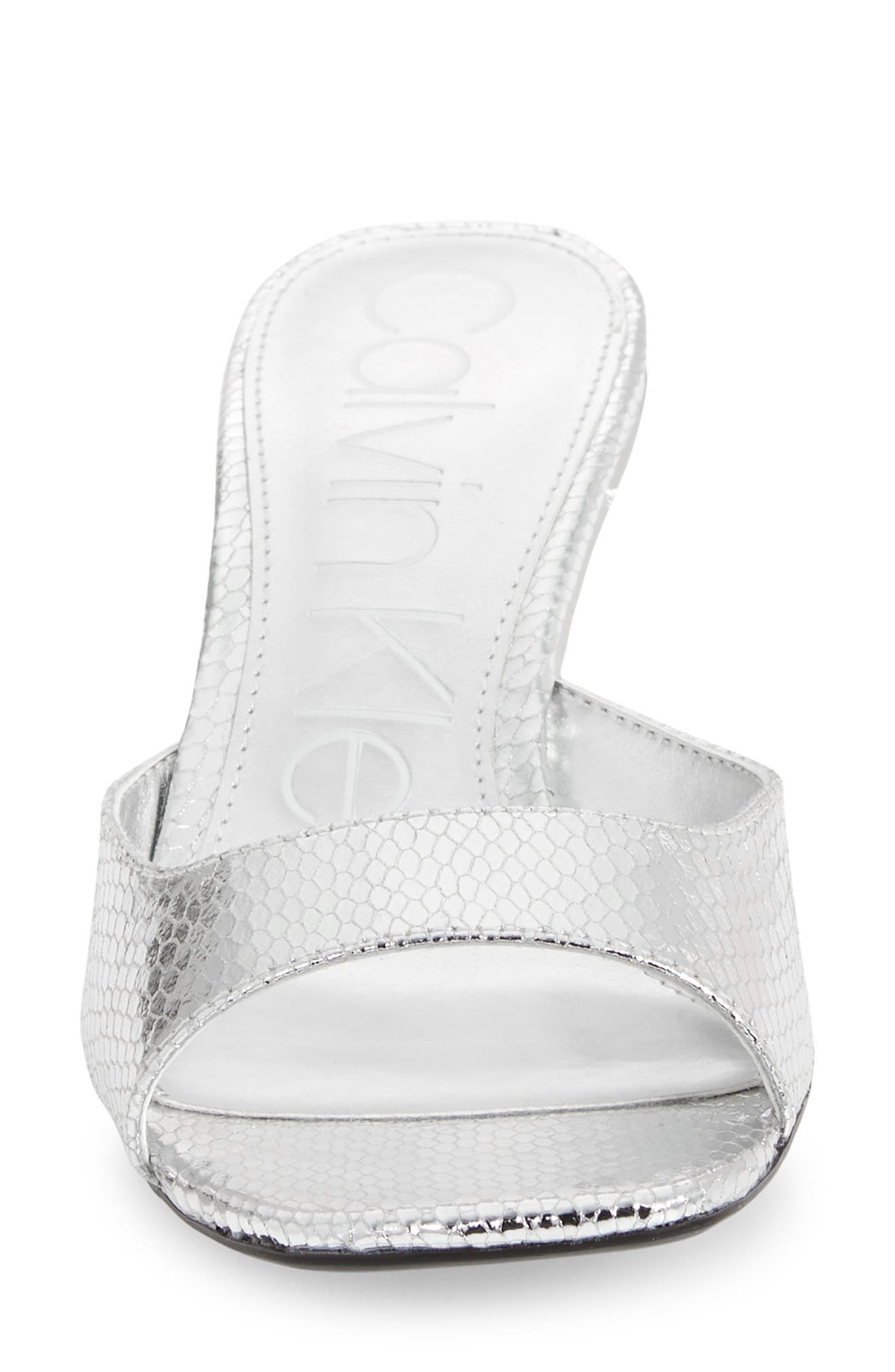Mega Kitten Heel Slide Sandal, Alternate, color, SILVER FAUX LEATHER