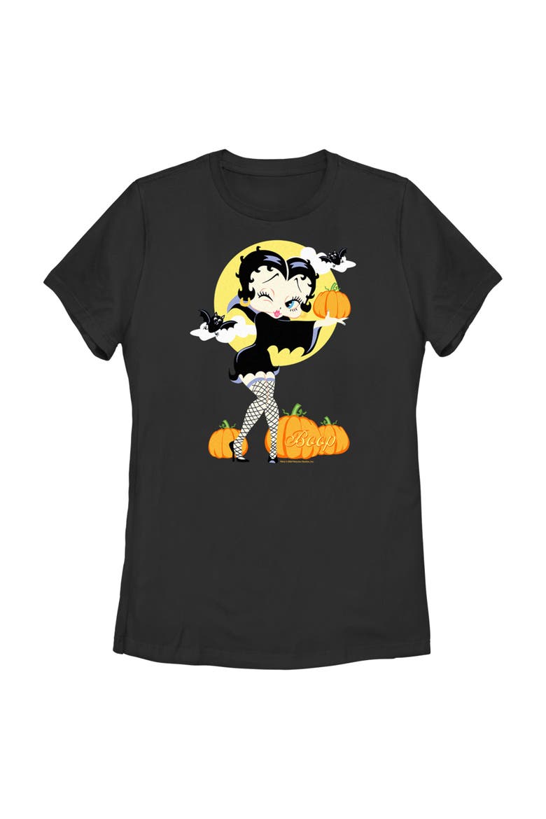 Women's Betty Boop Halloween Pumpkins T-Shirt, Main, color, Black