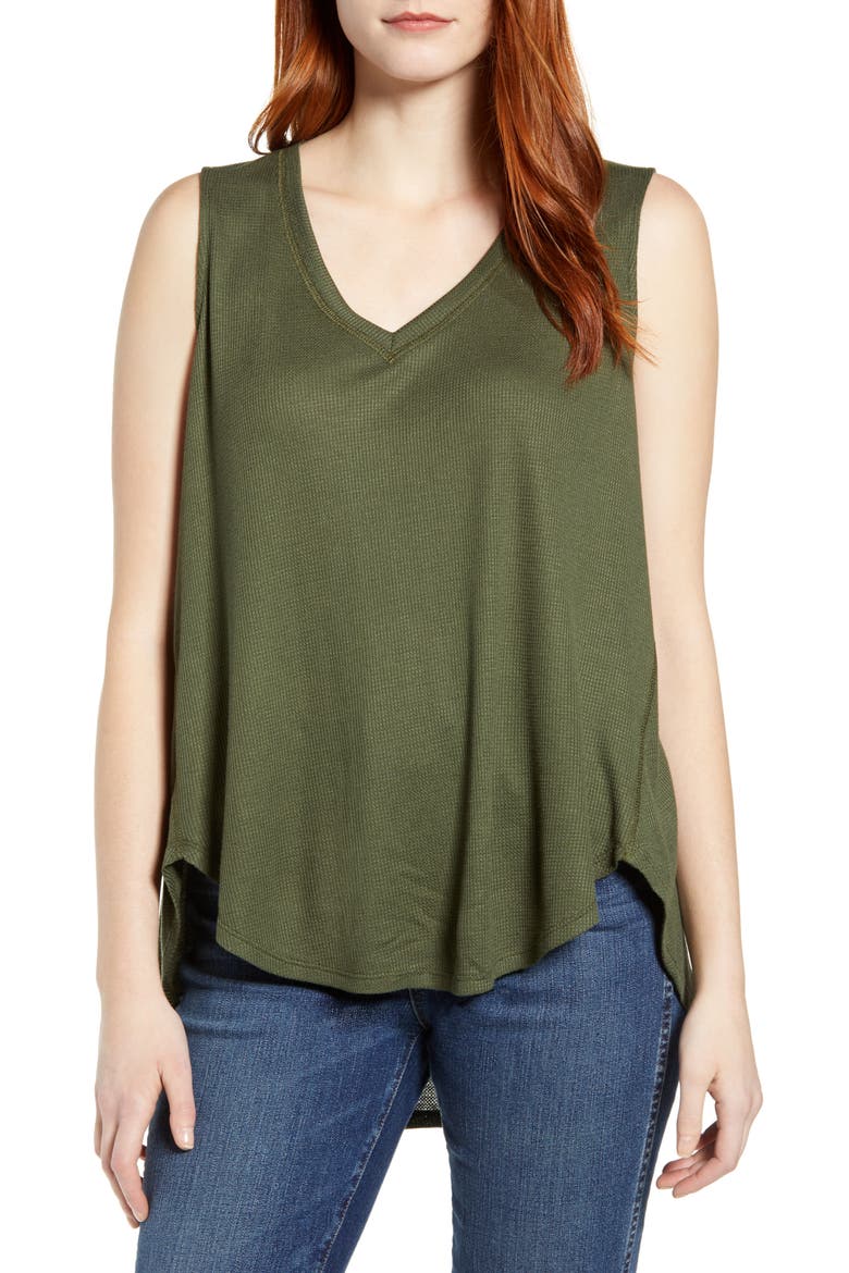 Waffle Weave Swing Tank, Main, color, OLIVE