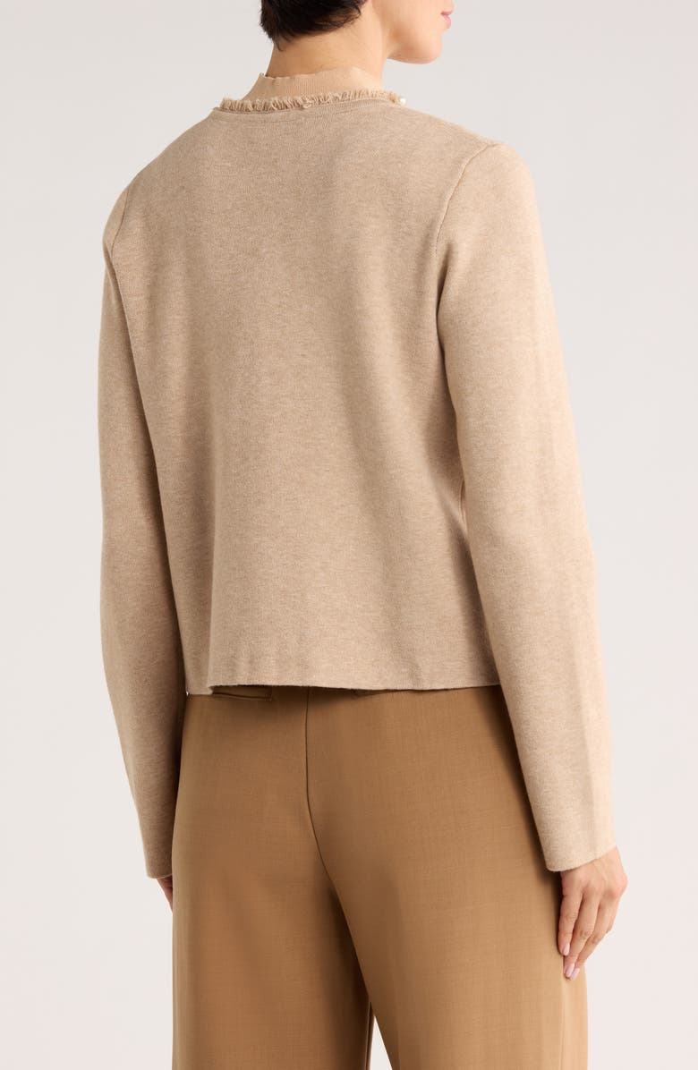 Ellen Tracy Embellished Fringe Cardigan, Alternate, color, Taupe Mix
