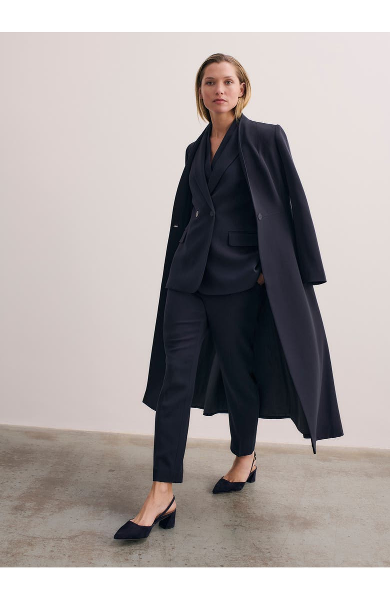 The Fold Finchley Crepe Coat, Alternate, color, Navy
