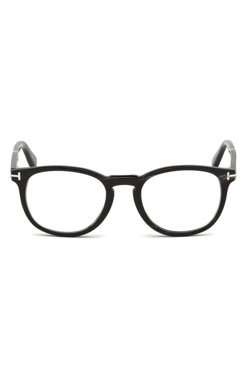 Tom Ford 51mm Round Optical Glasses In Striped Brown/ruthenium