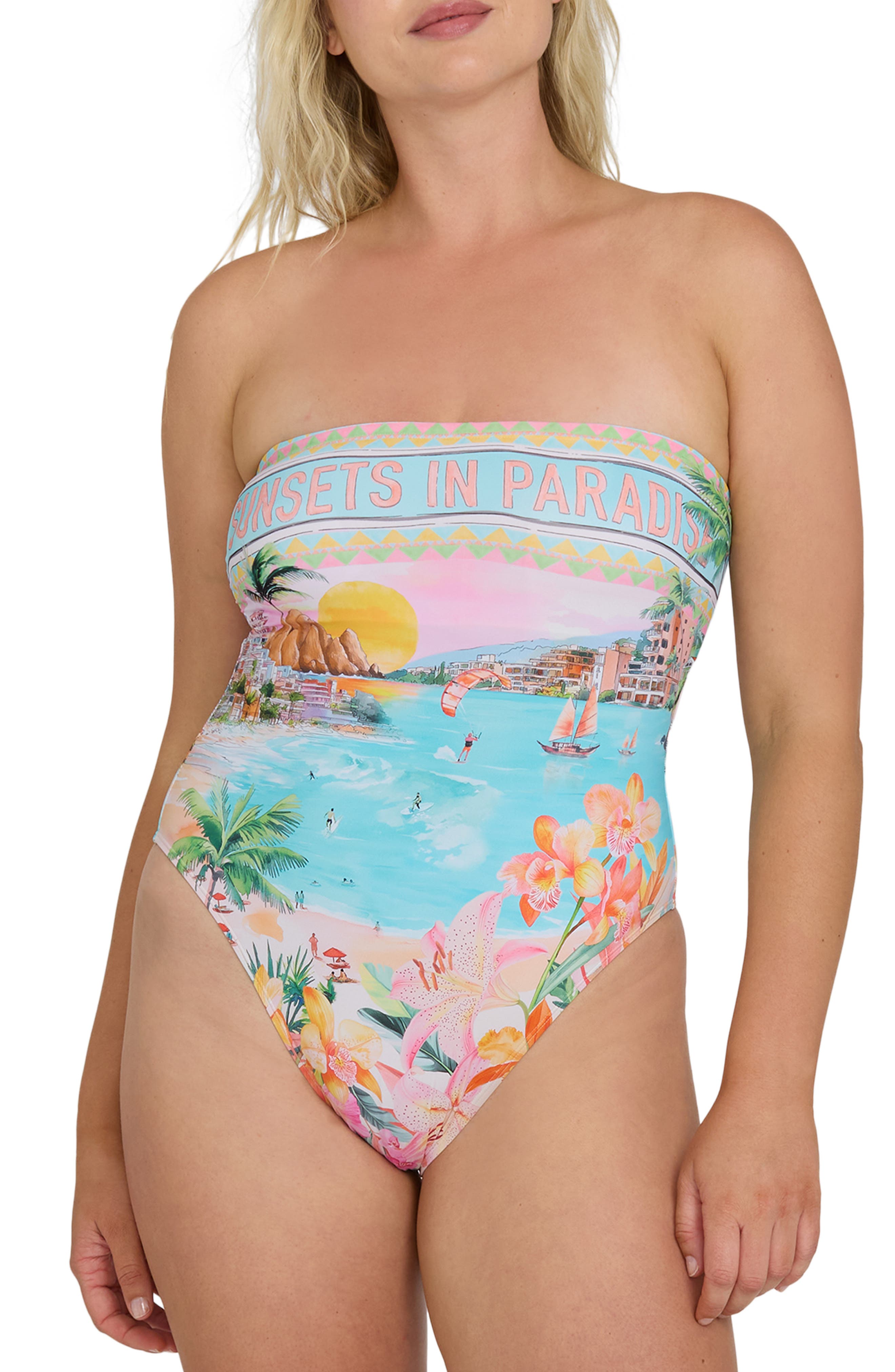 Paradise Sun Tully Strapless One-Piece Swimsuit (Women) | Nordstrom