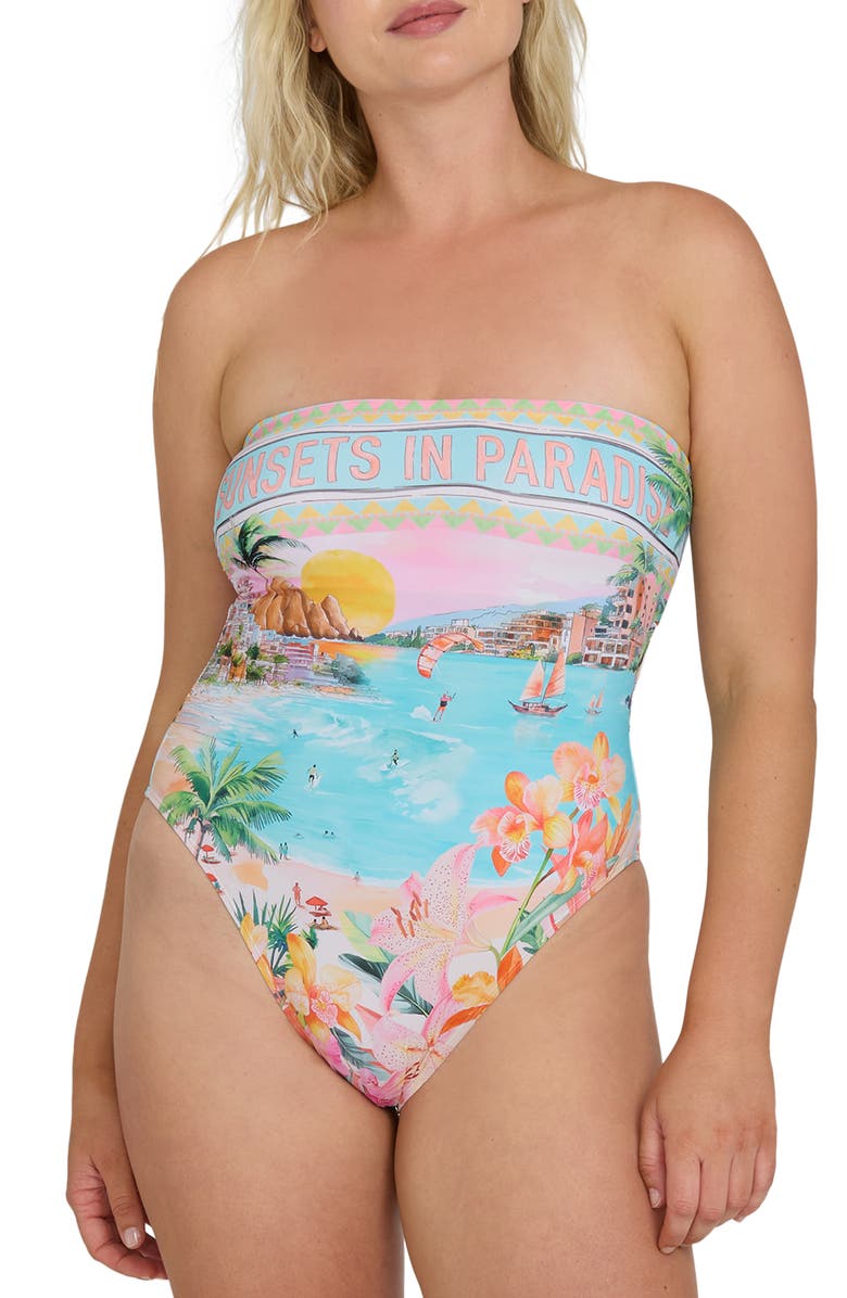 Billabong Paradise Sun Tully Strapless One-Piece Swimsuit, Alternate, color, Ocean Spray