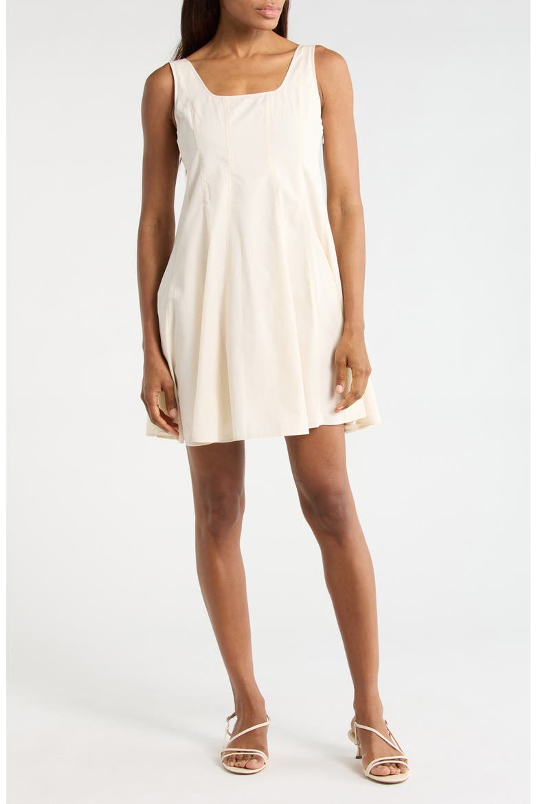 Sleeveless Seam Poplin Skater Dress, Main, color, EGGSHELL