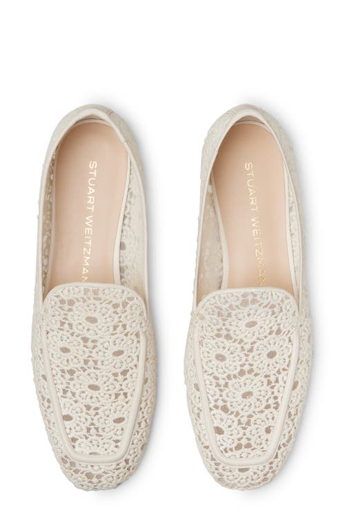Stuart Weitzman Lee Crochet Leather Loafers In Linen
