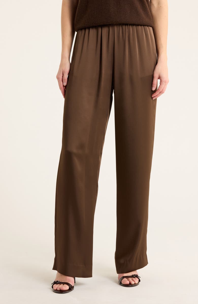 Vince Satin Pull-On Pants, Main, color, Argan