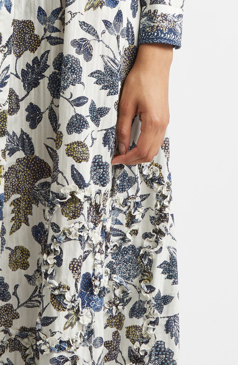 Ulla Johnson Laurentine Floral Print Long Sleeve Dress, Alternate, color, Porcelain