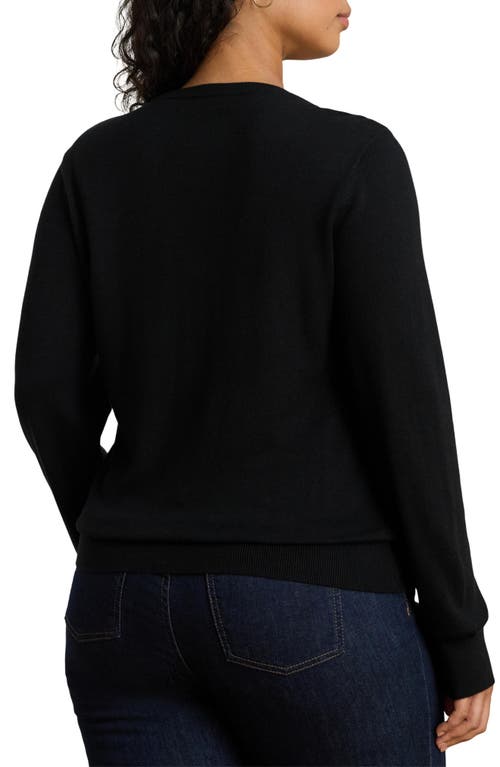 Ralph Lauren Lauren  Crewneck Cotton Blend Sweater In Black